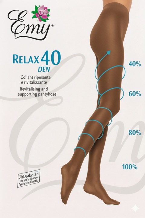 Ciorapi compresivi - Emy Relax 40 den, 4-L, Negru, Bej