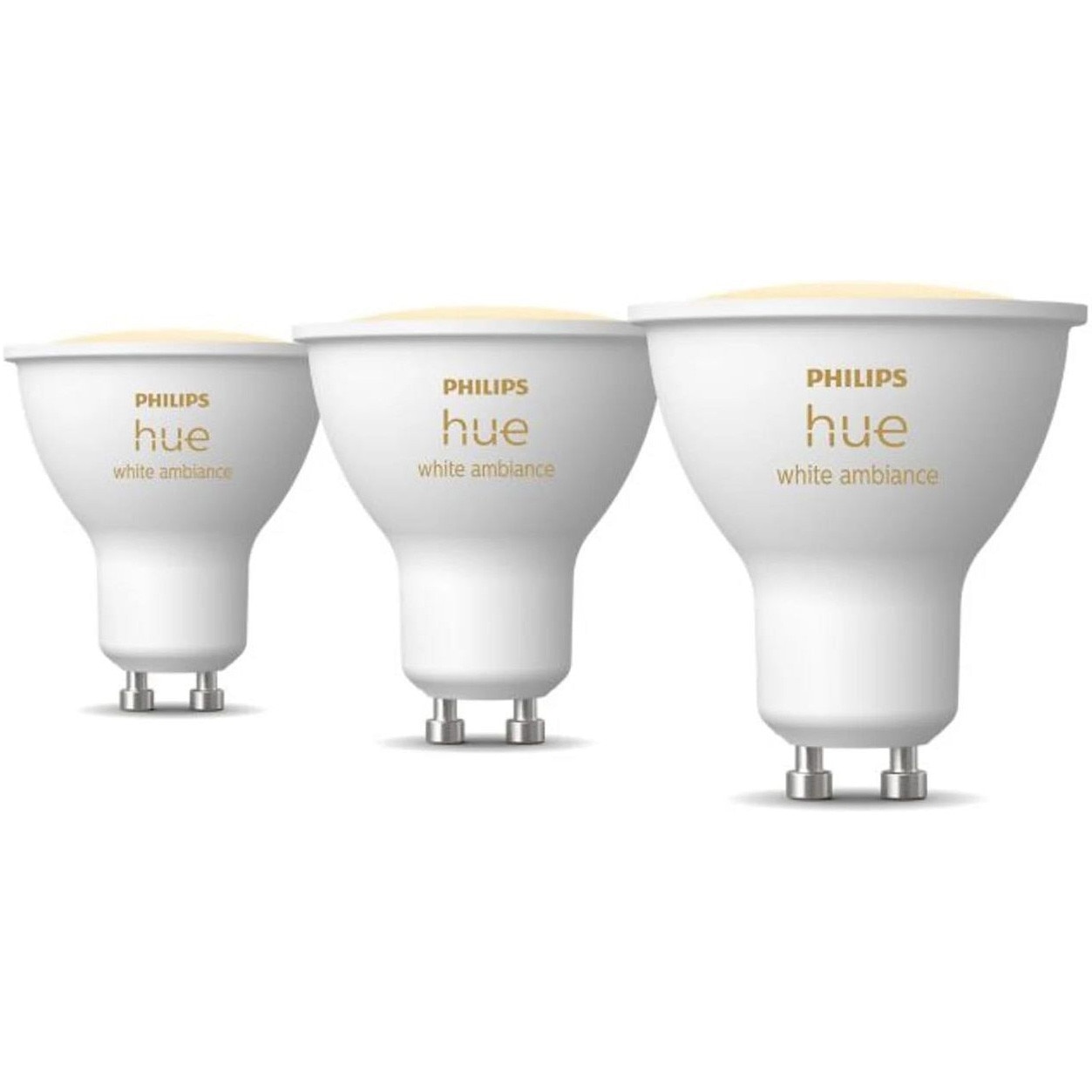 Set 3 becuri inteligente LED Philips Hue GU10, Bluetooth, Wi-Fi, 4.2W, 400lm, alb, variabil