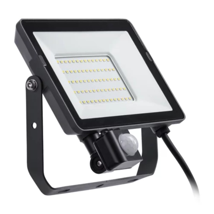 Proiector LED exterior cu senzor de miscare Philips ProjectLine, 50W, 4750 lumeni, IP65, lumina neutra, 21x22.3cm