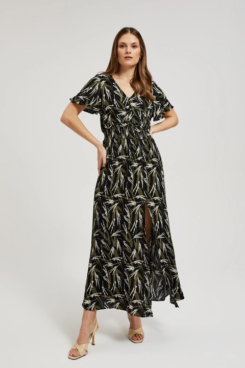 Fekete midi ruha mintával, Fekete