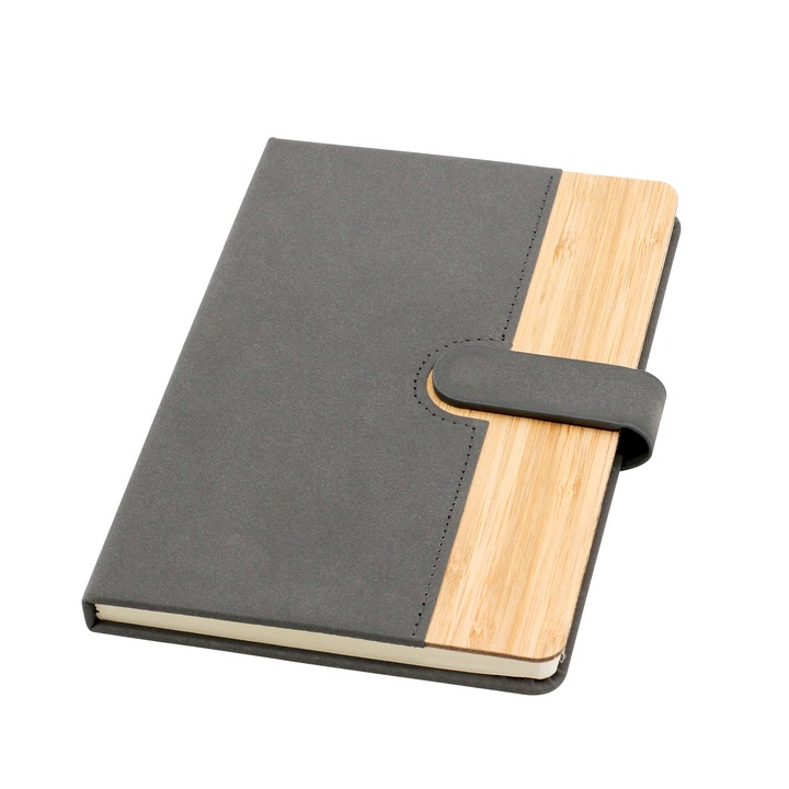 Carnet Office 1, A5, închidere magnetică, piele PU și bambus, 80 de coli