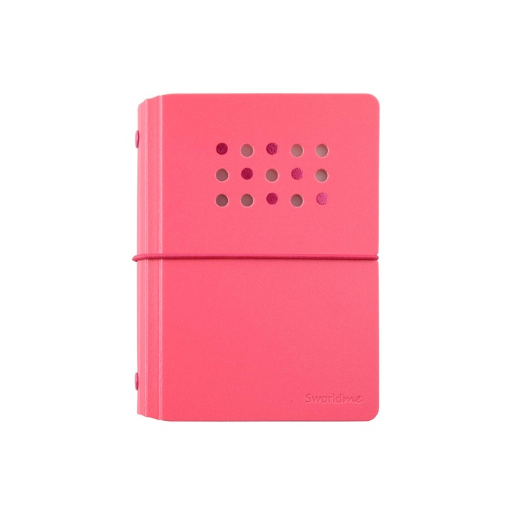 Agenda Sworld ME, A6, cu 6 inele, elastic, foi albe, 40 de file, roșu