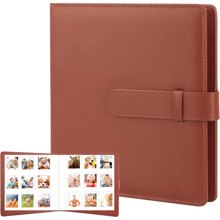 Album foto pentru Instax Mini 12 11 9 8 7, Gkllonve®, 360 fotografii, piele PU, maro inchis