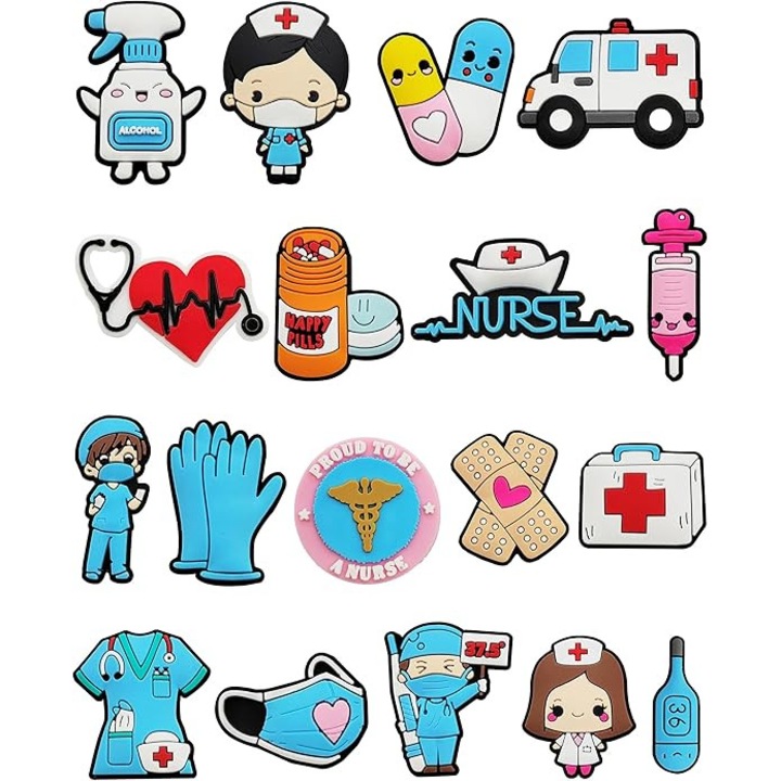 Set 22 Pinuri Accesorii pentru Crocs Saboti, Model Doctor, Sarphia Store