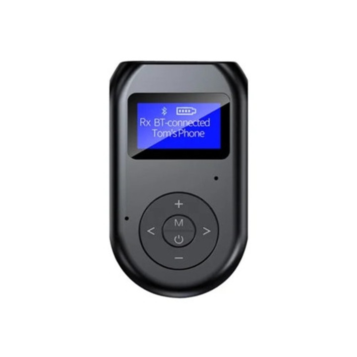 Bluetooth audio adapter 2 az 1-ben SAISIYIKY BT 11 5.0 LCD kijelzővel, fekete