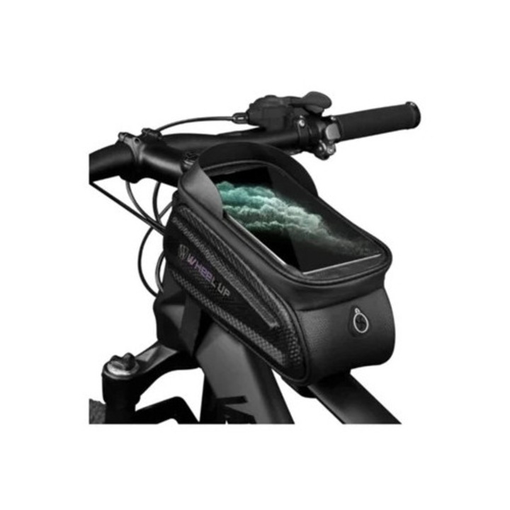 Geanta cadru bicicleta, Wheel Up, capacitate mare, cu ecran tactil, TPU, negru