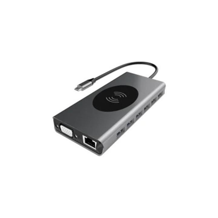 Statie de Andocare, USB, Saisiyiky HB-282, cu functie de incarcare wireless