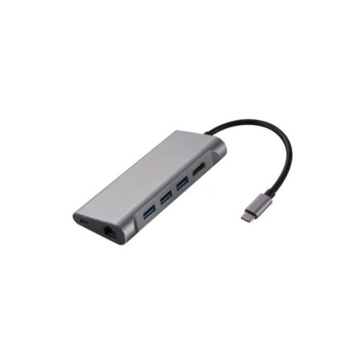 Hub 6 az 1-ben USB 3.1 Type C, Saisiyiky, 4K HDMI, RJ45