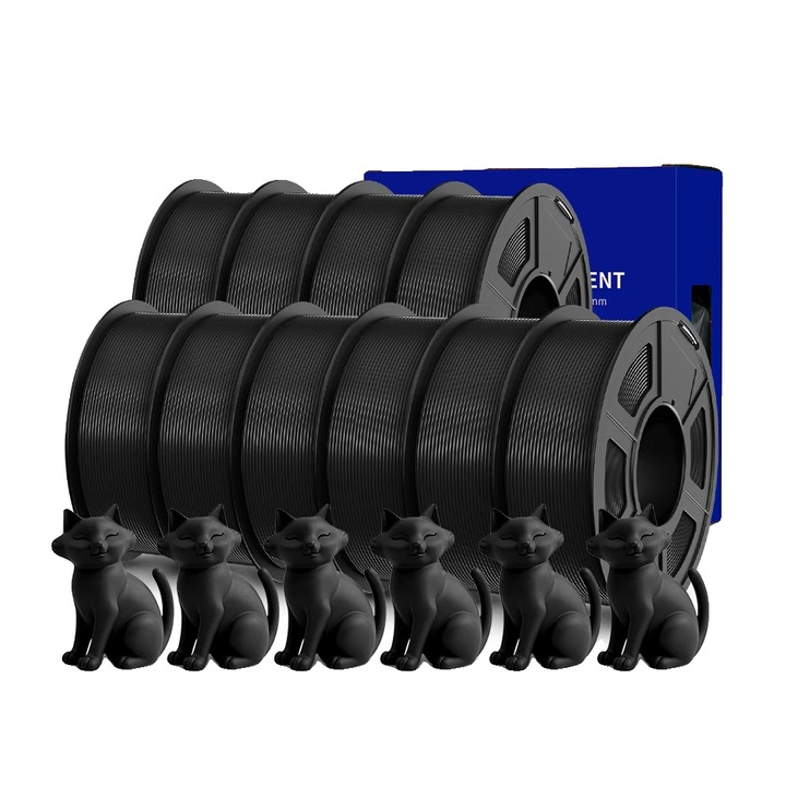 Filament 3D PETG 1.75mm, 1kg, 330m, fekete, szett