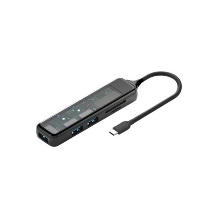 USB-C Multiport elosztó, USB-C dokkolóállomás, látható panel, SD kártyaolvasó USB 3.0