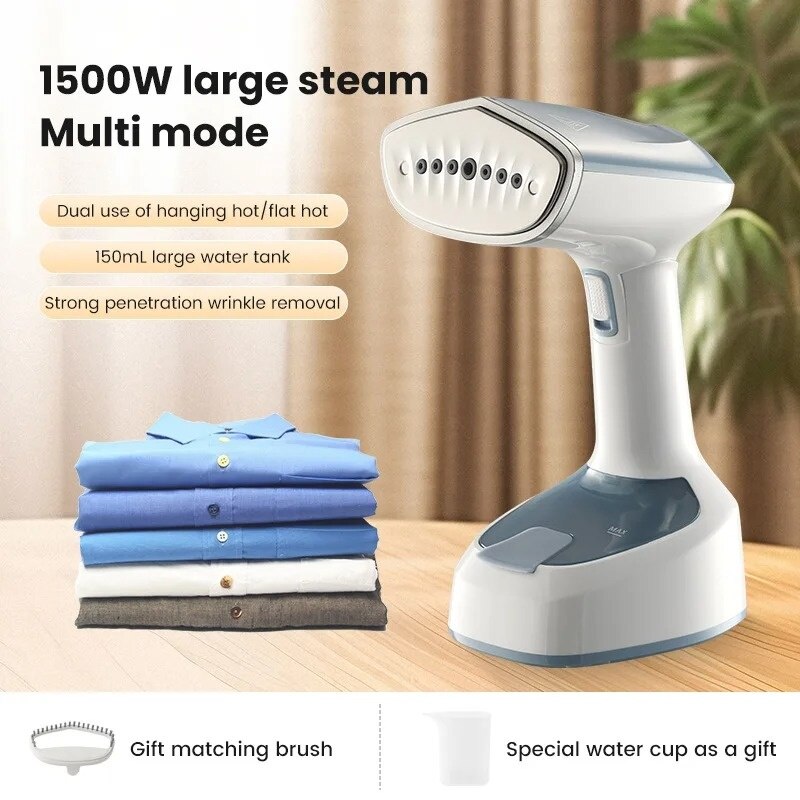 Aparat de calcat vertical portabil cu abur Ironing, putere 1500W, rezervor 150ml, Pliabil, Incalzire rapida, Potrivit pentru calatorii acasa, Albastru