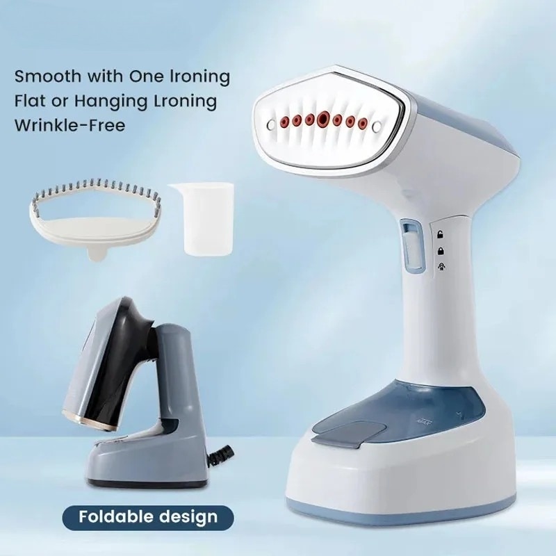 Aparat de calcat vertical portabil cu abur Ironing, putere 1500W, rezervor 150ml, Pliabil, Incalzire rapida, Potrivit pentru calatorii acasa, Albastru