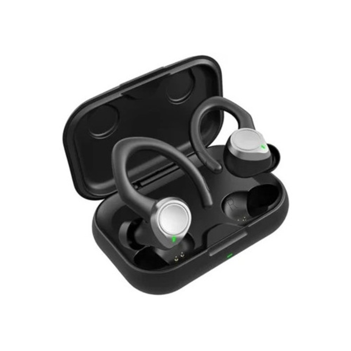 Casti Wireless Saisiyiky, Bluetooth, impermeabile, bass profund, negre