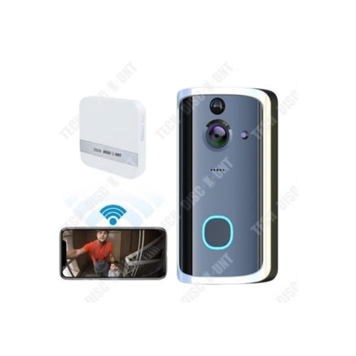 Sonerie electrica fara fir Td, interfon video, tehnologie HD, detectie infrarosu, multicolor