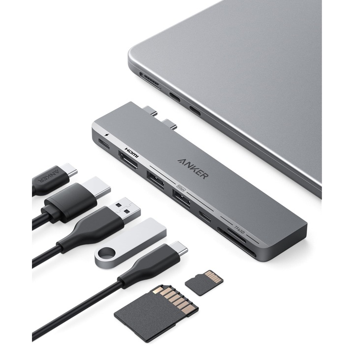 Anker 547 USB-C hub (7 az 2-ben), 4K HDMI, 2 USB-A port