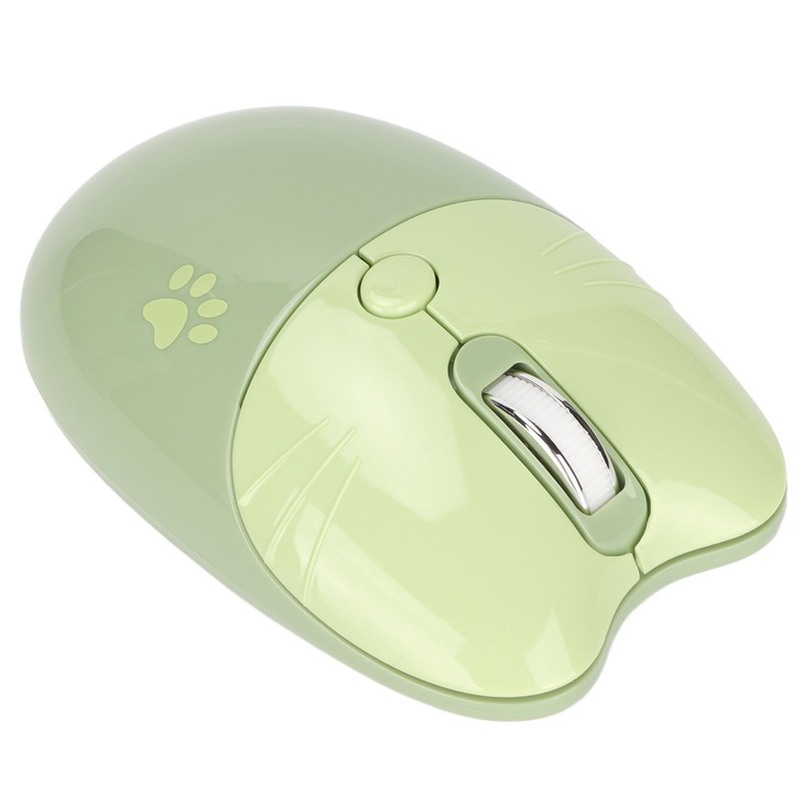 Mouse wireless, 2.4G, trei niveluri DPI, verde, portabil