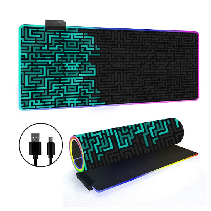 Egérpad RGB, 300x700x4mm, LED effektek, összecsukható dizájn