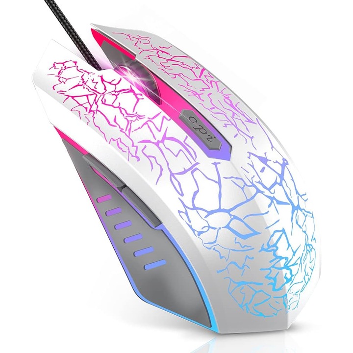 Mouse gaming, 2400 DPI, 6 butoane, RGB, cablu, design ergonomic