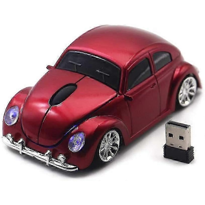 Mouse wireless model masina, rosu, 11.6x4.3x5.8cm, set cu receptor USB