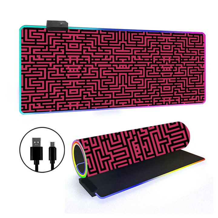 Egérpad RGB, 300x700x3mm, LED effektek, összecsukható kialakítás