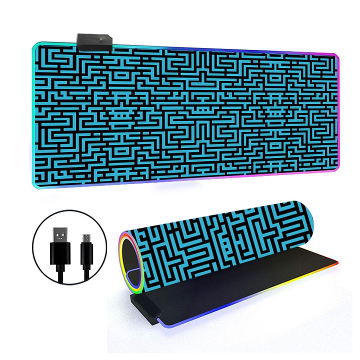 Egérpad RGB, 300x700x3mm, LED effektek, összecsukható dizájn, többszínű