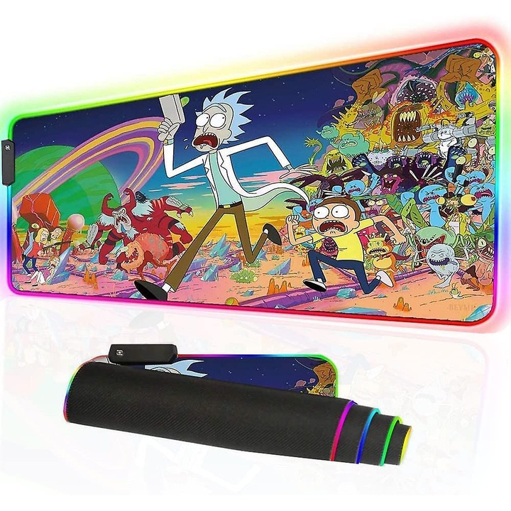 Egérpad RGB XXL, LED világítás, vízálló felület, csúszásgátló gumitalp, 35.4x15.7 hüvelyk