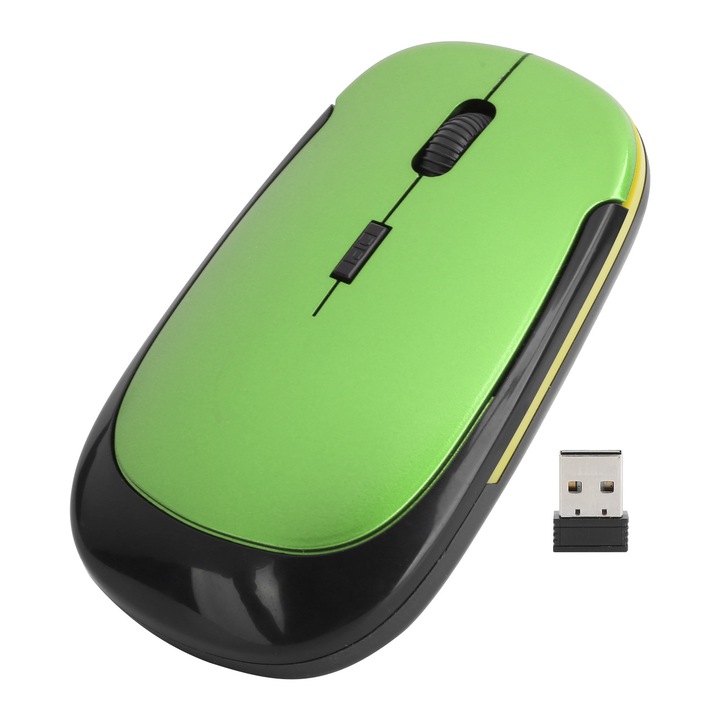 Безжична ергономична мишка 1600DPI зелена 2.4G USB