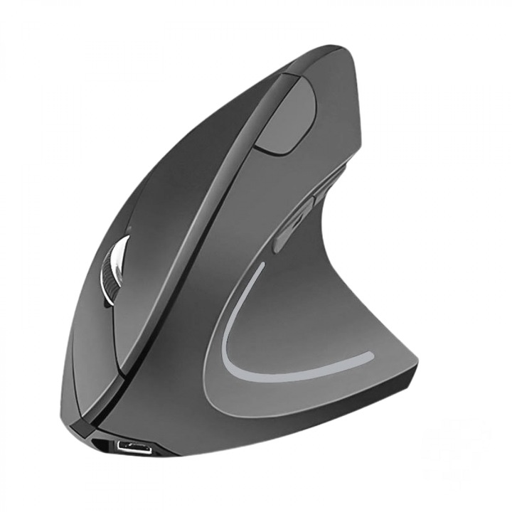 Mouse wireless vertical, 800/1000/1200/1600 DPI ajustabil, design ergonomic, 125x82x65mm, multicolor