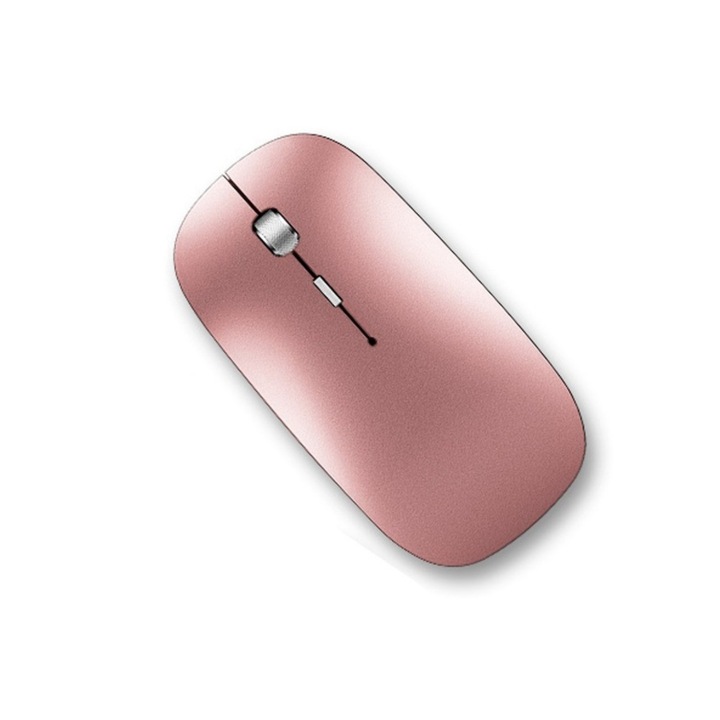 Mouse wireless reincarcabil, 450mAh, Bluetooth 5.0 si 2.4Ghz, roz auriu, 11.5x5.8x2cm