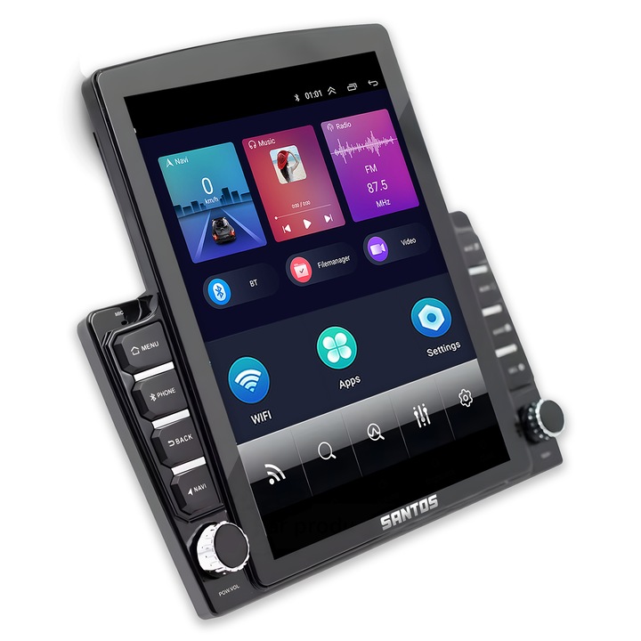 Navigatie Auto Android Universala 9.7” IPS HD, 2GB RAM + 32GB ROM, Wireless CarPlay & Android Auto, GPS, Bluetooth, Wi-Fi, USB, Camera Marsarier, Compatibila cu VW, Ford, Opel, Skoda, Toyota