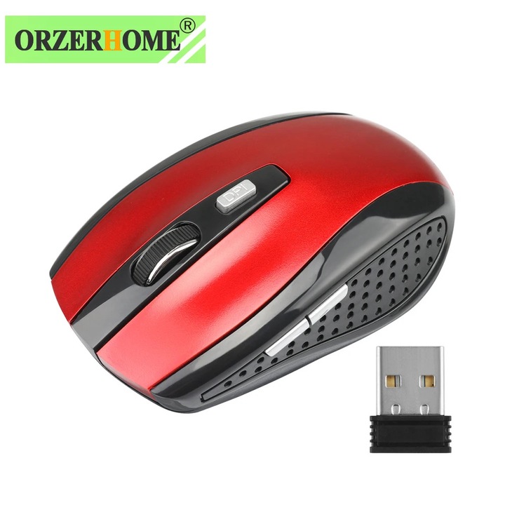 Mouse wireless mini, 6 butoane, DPI ajustabil 800-1200-1600, negru mat, set
