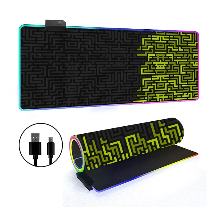 Egérpad RGB, 300x700x3mm, LED effektek, összecsukható kialakítás