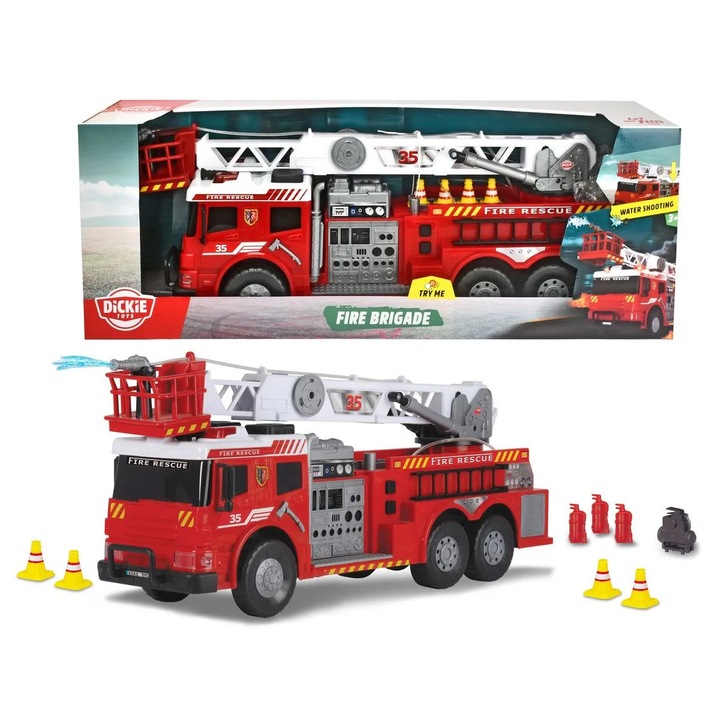 Masina de pompieri Simba Dickie cu pulverizator de apa, accesorii incluse, 62cm