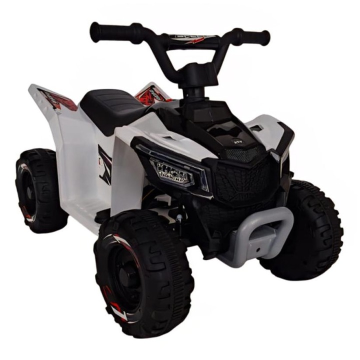 ATV electric Rich Baby pentru copii, 1 motor 380W, alb, 2-4 ani, 69x43x49cm
