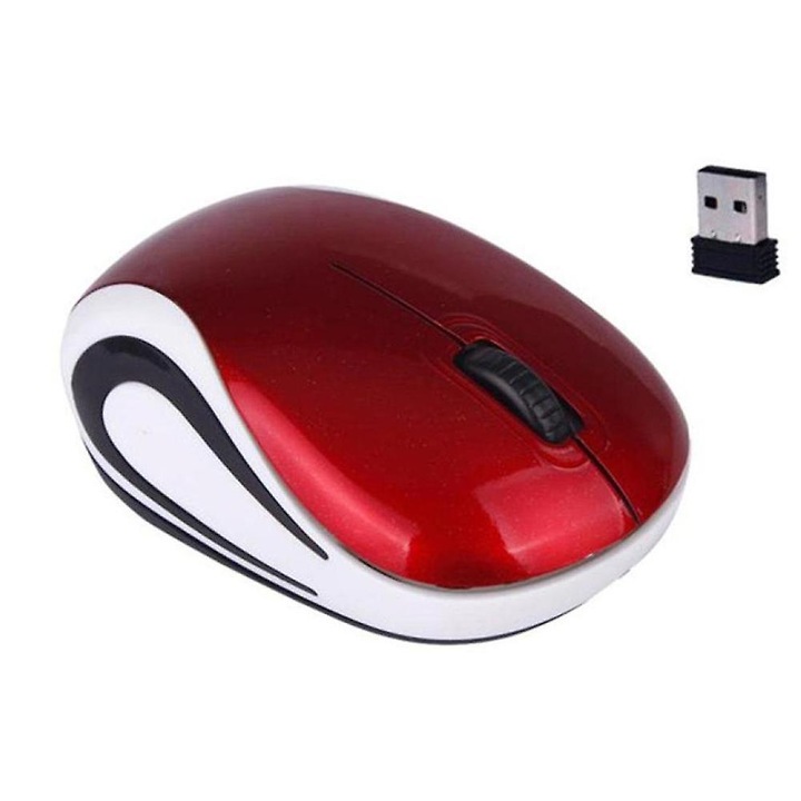 Mouse Wireless Mini 800/1200DPI, 2.4G, 3 Butoane, Rosu, 8.5x5.3x2.7cm