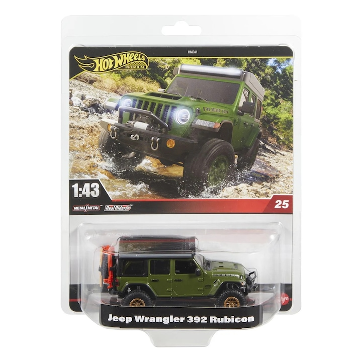 Hot wheels premium real riders masinuta metalica jeep wrangler 392 rubicon scara 1 la 43