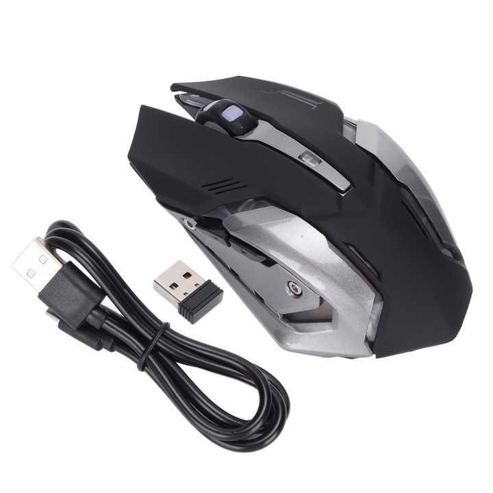 Mouse wireless, 7 culori, 2400 DPI, design ergonomic, set complet