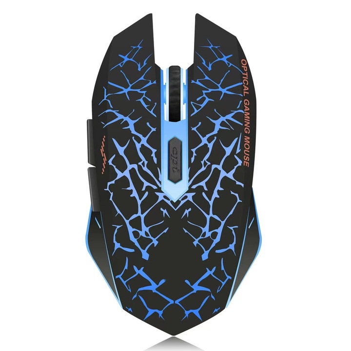Mouse wireless de gaming K6, optic reincarcabil, 3 niveluri DPI, 6 butoane, albastru