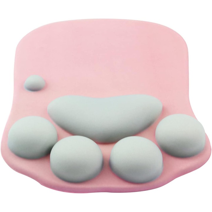 Mouse Pad cu Forma de Labuta de Pisica, Ergonomic, Antiderapant, 25x20cm