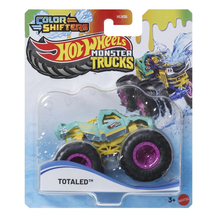 Hot wheels monster truck camion totaled cu culori schimbatoare scara 1 la 64
