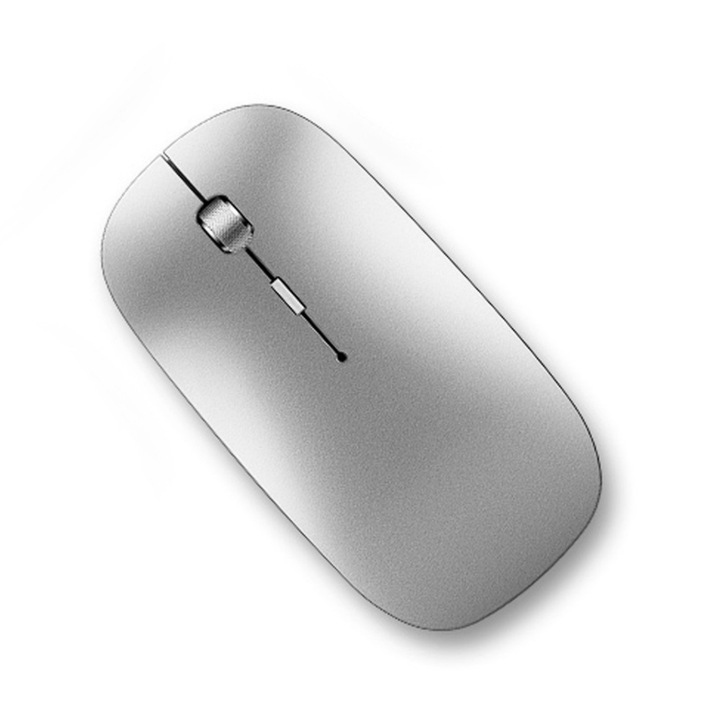 Mouse wireless reincarcabil, 450mAh, Bluetooth 5.0 si 2.4Ghz, 11.5x5.8x2cm, argintiu