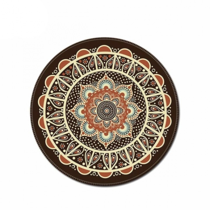 Mousepad rotund cu model bohemian, multicolor, diametru 20 cm