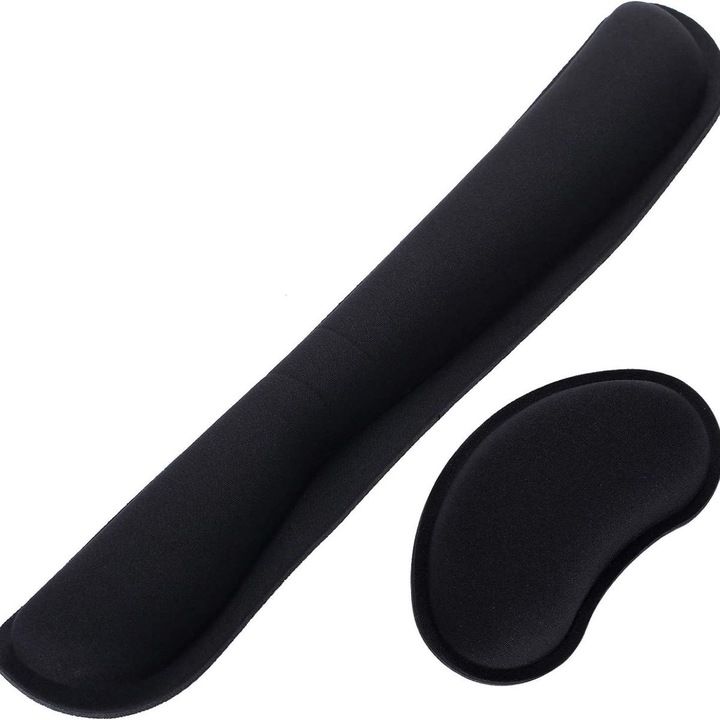 Csuklótámasz készlet billentyűzethez és egérhez, fekete, 460x85mm, 135x80mm