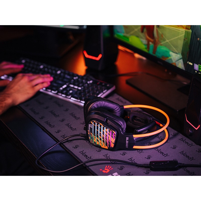 Căști cu fir, A4TECH Bloody G565, 50 mm, RGB, 7.1 VS, Anulare zgomot, Gaming, USB, Enegry Black