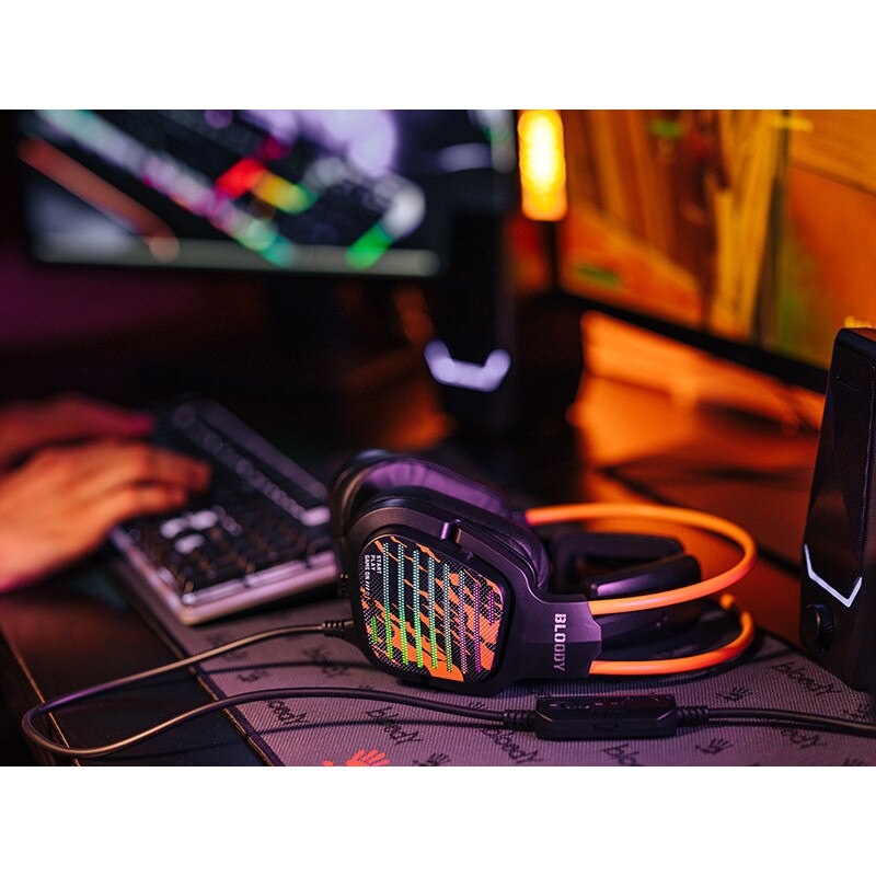Căști cu fir, A4TECH Bloody G565, 50 mm, RGB, 7.1 VS, Anulare zgomot, Gaming, USB, Enegry Black