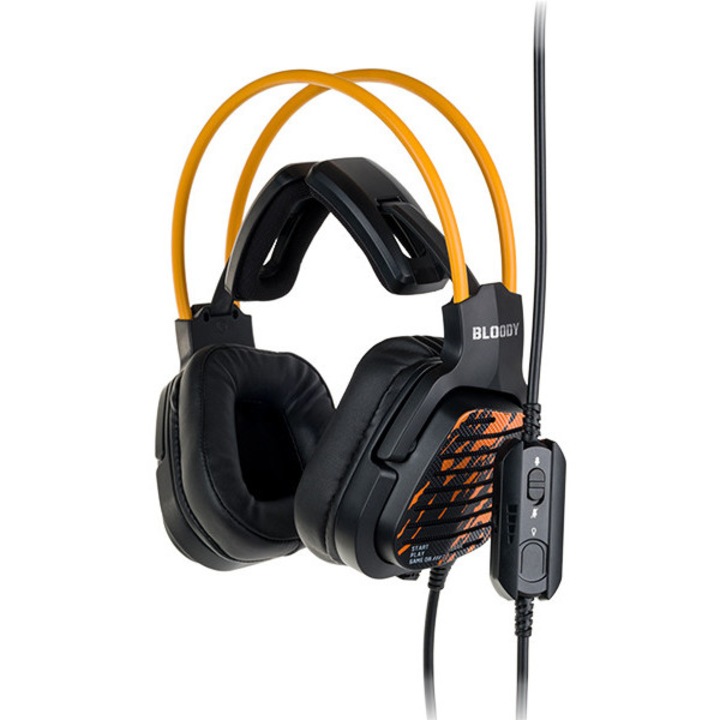 Vezetékes headset, A4TECH Bloody G565, 50 mm, RGB, 7.1 VS, Zajszűrő, Gaming, USB, Enegry Black