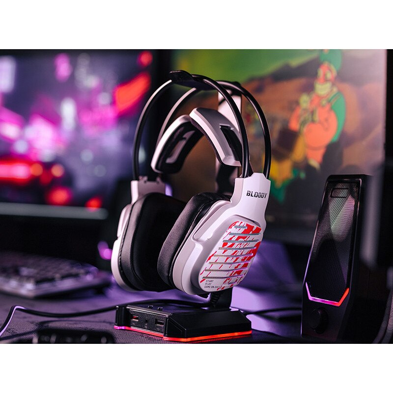 Căști cu fir, A4TECH Bloody G565, 50 mm, RGB, 7.1 VS, Anulare zgomot, Gaming, USB, Enegry White