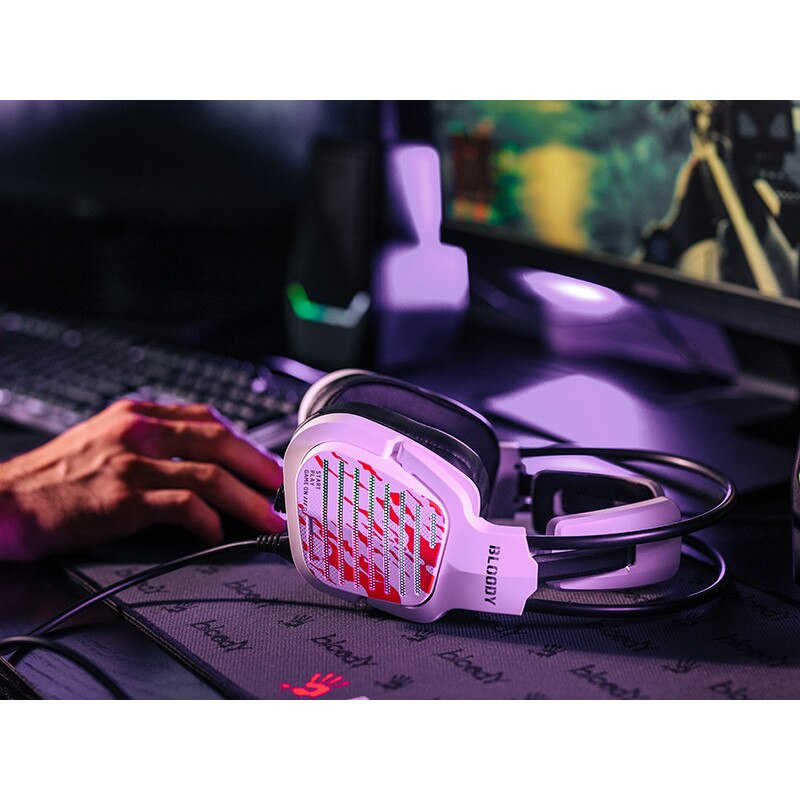Căști cu fir, A4TECH Bloody G565, 50 mm, RGB, 7.1 VS, Anulare zgomot, Gaming, USB, Enegry White