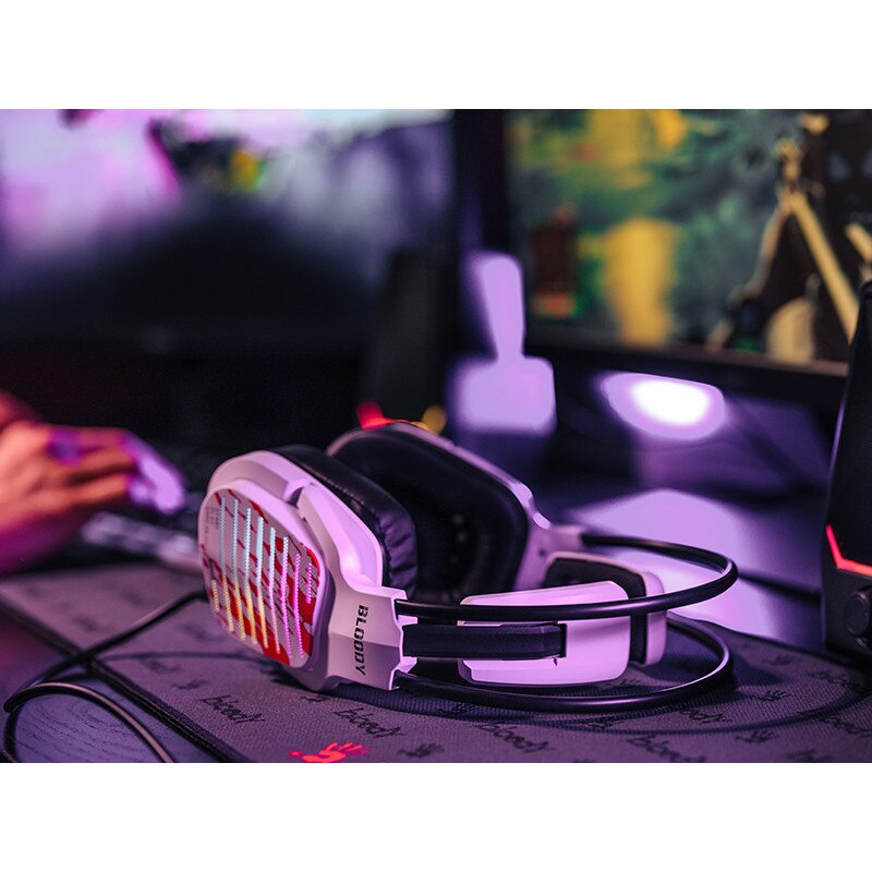 Căști cu fir, A4TECH Bloody G565, 50 mm, RGB, 7.1 VS, Anulare zgomot, Gaming, USB, Enegry White