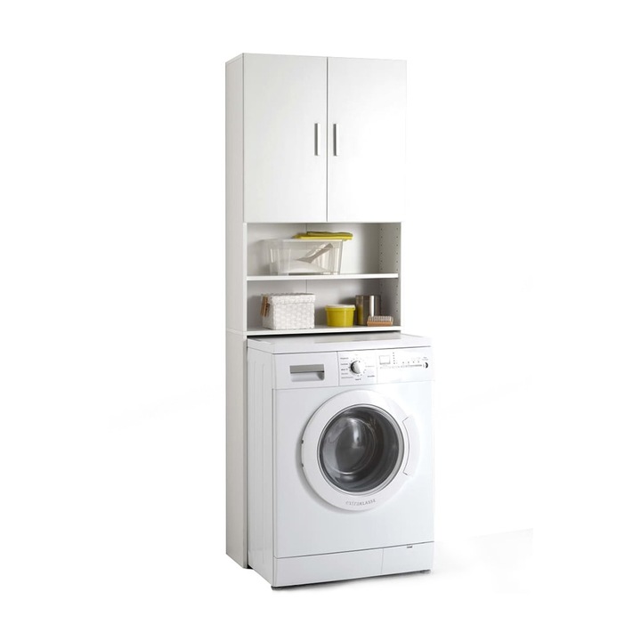 Dulap masina de spalat rufe, pal alb, 64x190x25cm